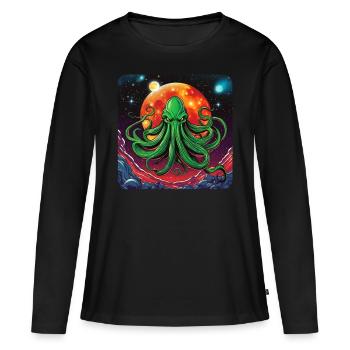 Immortal Cthulhu monster in space - Women's Premium Organic Long Sleeve Shirt - black - Front - Julia (174cm)