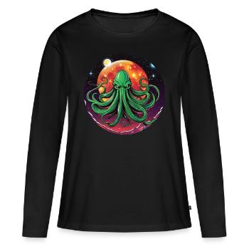 Immortal Cthulhu monster in space - Women's Premium Organic Long Sleeve Shirt - black - Front - Julia (174cm)