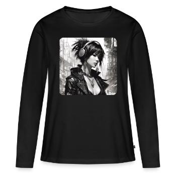 Cooles Goth Punk Girl - Frauen Premium Bio Langarmshirt - Schwarz - Vorne - Julia (174cm)