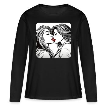 Filles douces - T-shirt manches longues Premium bio Femme - noir - Devant - Julia (174cm)