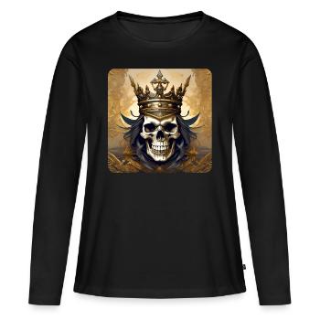 Grinning skull with crown - Women's Premium Organic Long Sleeve Shirt - black - Front - Julia (174cm)
