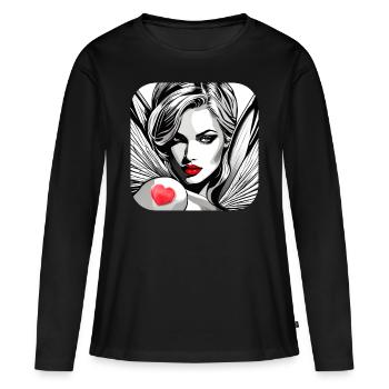 Angel with red heart tattoo - Women's Premium Organic Long Sleeve Shirt - black - Front - Julia (174cm)