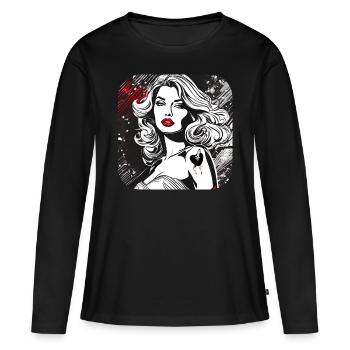Woman with tattoo heart and dagger - Women's Premium Organic Long Sleeve Shirt - black - Front - Julia (174cm)