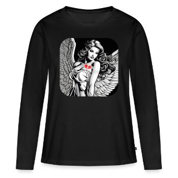 Angel broken heart tattoo - Women's Premium Organic Long Sleeve Shirt - black - Front - Julia (174cm)