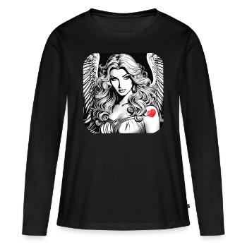 Angel with red heart tattoo - Women's Premium Organic Long Sleeve Shirt - black - Front - Julia (174cm)