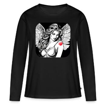 Sad angel with heart tattoo - Women's Premium Organic Long Sleeve Shirt - black - Front - Julia (174cm)
