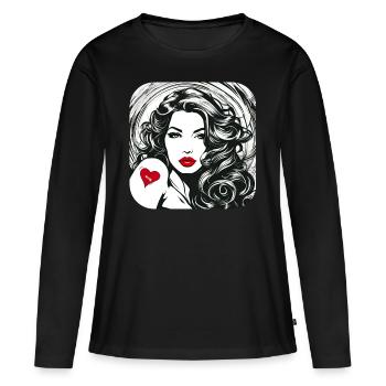 Woman with tattoo heart - Women's Premium Organic Long Sleeve Shirt - black - Front - Julia (174cm)