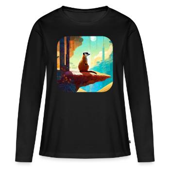 Suricate mignon - T-shirt manches longues Premium bio Femme - noir - Devant - Julia (174cm)