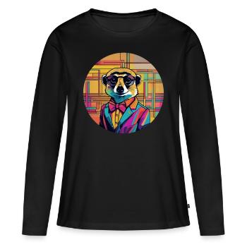 Suricate cool avec des lunettes de soleil - T-shirt manches longues Premium bio Femme - noir - Devant - Julia (174cm)