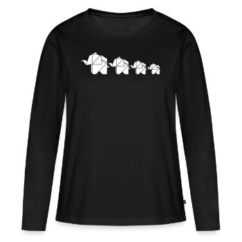 Origami Elephant Family Shirt Partner Look - Women's Premium Organic Long Sleeve Shirt - black - Front - Julia (174cm)