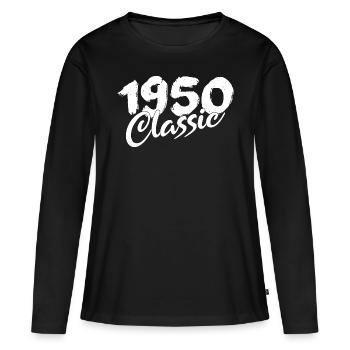 1950 Anniversaire 1950 né en 1950 - T-shirt manches longues Premium bio Femme - noir - Devant - Julia (174cm)