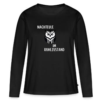 Nachteule im Ruhestand - Frauen Premium Bio Langarmshirt - Schwarz - Vorne - Julia (174cm)
