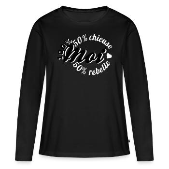 Moi, Chieuse et Rebelle à la fois.  - T-shirt manches longues Premium bio Femme - noir - Devant - Julia (174cm)