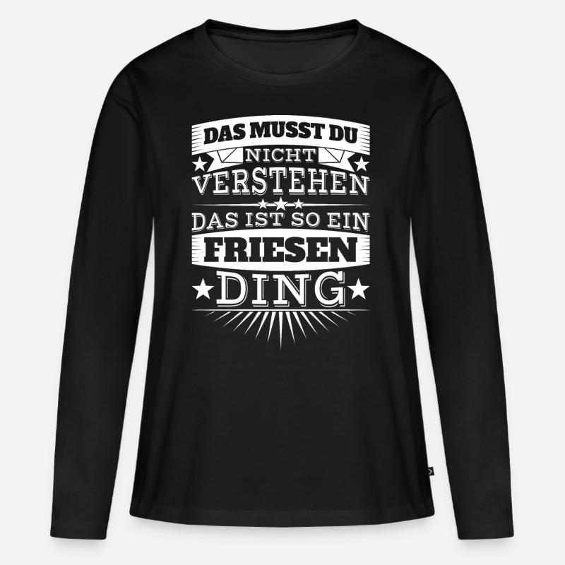 Friesen-Ding - Frauen Premium Bio Langarmshirt - Schwarz