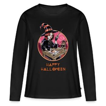 Happy Halloween | BOSS Coloring Books Merchandise - Women's Premium Organic Long Sleeve Shirt - black - Front - Julia (174cm)