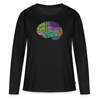 Bereiche im Gehirn, bunt - Frauen Premium Bio Langarmshirt - Schwarz - Vorne - Julia (174cm)