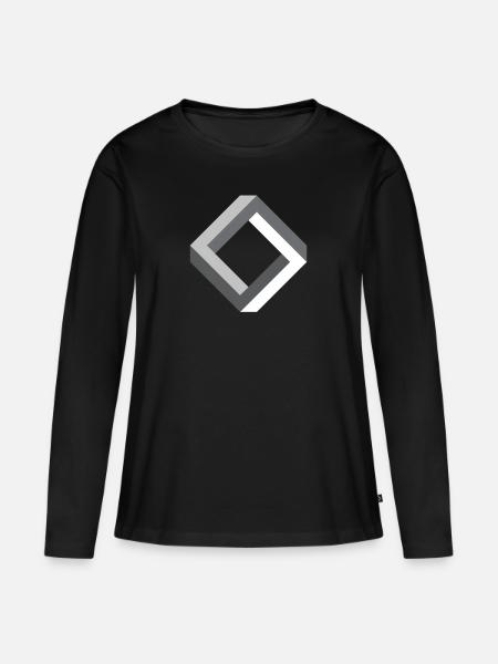 Optische Täuschung - Frauen Premium Bio Langarmshirt - Schwarz