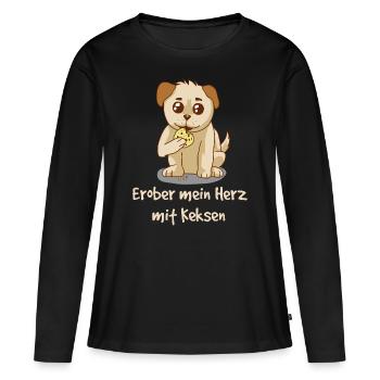 Conquérir mon coeur avec des biscuits <3 chiens animaux - T-shirt manches longues Premium bio Femme - noir - Devant - Julia (174cm)