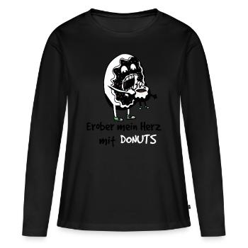 Conquérir mon cœur avec des donuts fantaisie enfants plaisir - T-shirt manches longues Premium bio Femme - noir - Devant - Julia (174cm)