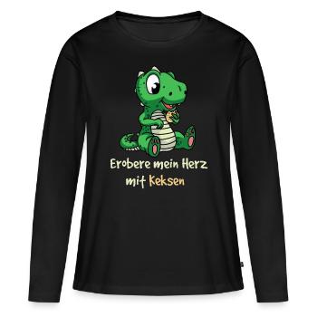 Conquérir mon cœur avec des biscuits Dino kinder Fantasy - T-shirt manches longues Premium bio Femme - noir - Devant - Julia (174cm)