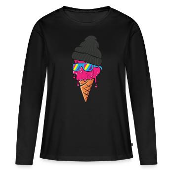 Cool Ice - Frauen Premium Bio Langarmshirt - Schwarz - Vorne - Julia (174cm)
