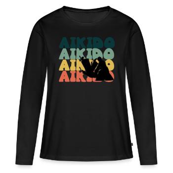 Aïkido - T-shirt manches longues Premium bio Femme - noir - Devant - Julia (174cm)