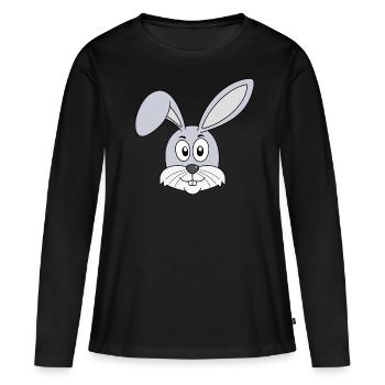 Lapin Lapin lapin Lapin Dents de lapin Lapins Pâques - T-shirt manches longues Premium bio Femme - noir - Devant - Julia (174cm)
