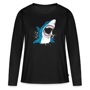 Requin requin - T-shirt manches longues Premium bio Femme - noir - Devant - Julia (174cm)