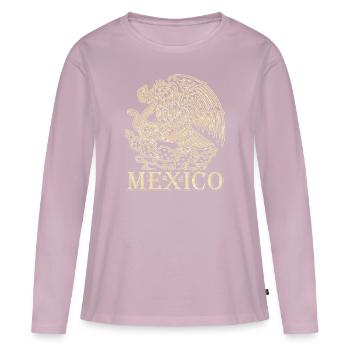 Armoiries du Mexique - T-shirt manches longues Premium bio Femme - rose poudré - Devant - Julia (174cm)