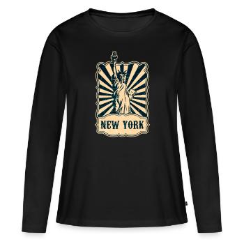 New York Freiheitsstatue - Frauen Premium Bio Langarmshirt - Schwarz - Vorne - Julia (174cm)