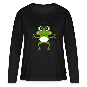 FUNNY FROG TOOK ROPE RINGS LE CADEAU DE LURCH - T-shirt manches longues Premium bio Femme - noir - Devant - Julia (174cm)