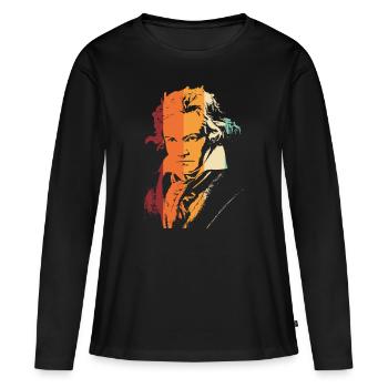 Beethoven Vintage - T-shirt manches longues Premium bio Femme - noir - Devant - Julia (174cm)