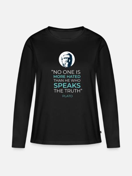 Plato Sokrates Zitate - Frauen Premium Bio Langarmshirt - Schwarz