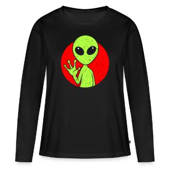 étranger - T-shirt manches longues Premium bio Femme - noir - Devant - Julia (174cm)