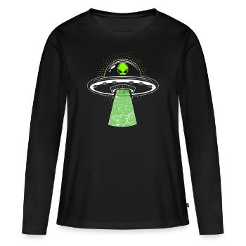 Alien UFO spaceship - Women's Premium Organic Long Sleeve Shirt - black - Front - Julia (174cm)