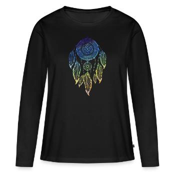 attrape-rêves - T-shirt manches longues Premium bio Femme - noir - Devant - Julia (174cm)