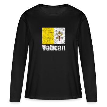 Millésime drapeau vatican - T-shirt manches longues Premium bio Femme - noir - Devant - Julia (174cm)