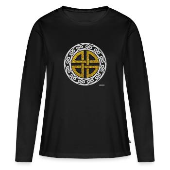 Nodule celtique Thor symbole de protection or - T-shirt manches longues Premium bio Femme - noir - Devant - Julia (174cm)