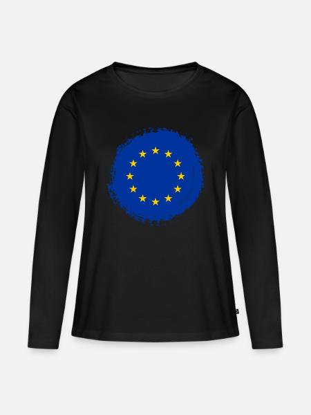 Europa Europäische Union EU Farbklecks - Frauen Premium Bio Langarmshirt - Schwarz