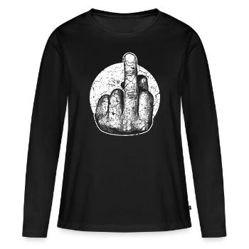 Doigts puants du majeur - T-shirt manches longues Premium bio Femme - noir - Devant - Julia (174cm)