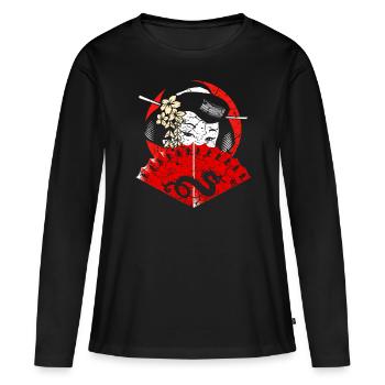 Geisha Kimono Japan Art Tokyo - Women's Premium Organic Long Sleeve Shirt - black - Front - Julia (174cm)