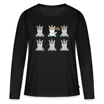 Licorne - différent - T-shirt manches longues Premium bio Femme - noir - Devant - Julia (174cm)