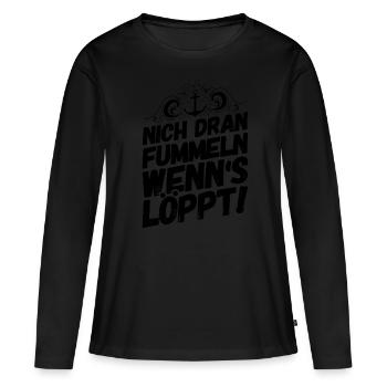 Plattdeutsch Sprüche Norddeutschland Fummeln - Frauen Premium Bio Langarmshirt - Schwarz - Vorne - Julia (174cm)
