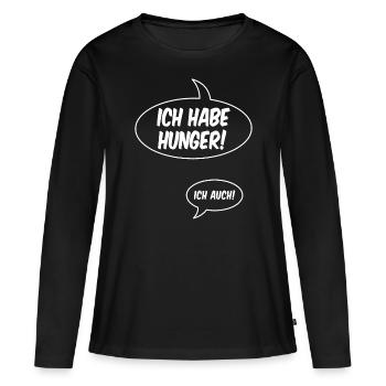 Schwanger Ich habe Hunger Ich auch Schwangerschaft - Frauen Premium Bio Langarmshirt - Schwarz - Vorne - Julia (174cm)