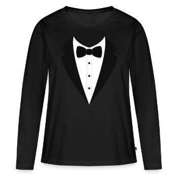 Frack Kostüm Karneval Anzug Fasching JGA Fliege - Frauen Premium Bio Langarmshirt - Schwarz - Vorne - Julia (174cm)