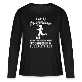 Les vraies princesses arrivent en maillot de foot - T-shirt manches longues Premium bio Femme - noir - Devant - Julia (174cm)