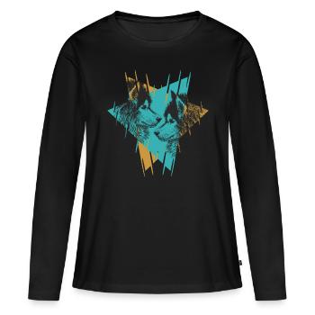 Wolf Spirit Animal Wolfpack Pleine Lune - T-shirt manches longues Premium bio Femme - noir - Devant - Julia (174cm)