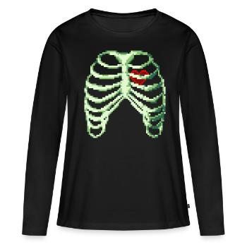 8bit Heart - Frauen Premium Bio Langarmshirt - Schwarz - Vorne - Julia (174cm)