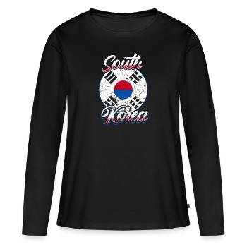 Corée du Sud Corée Coréen Coréen - T-shirt manches longues Premium bio Femme - noir - Devant - Julia (174cm)
