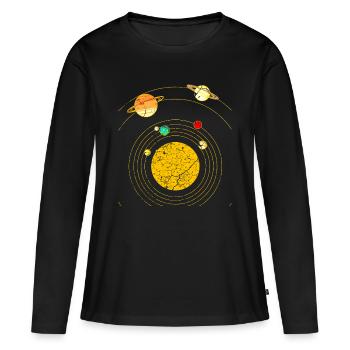 Système solaire - T-shirt manches longues Premium bio Femme - noir - Devant - Julia (174cm)